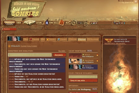 Screenshot aus dem Browsergame Die Verdammten