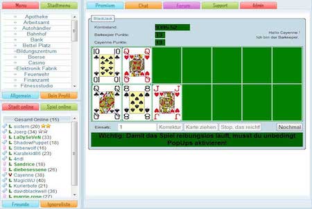 Pokerrunde im Browsergame Citys Life