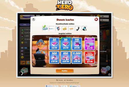 Hero Zero Donutkauf