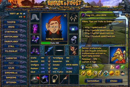 Shakes & Fidget Charakterausstattung