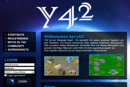 erste Schritte bei Browsergame Y42