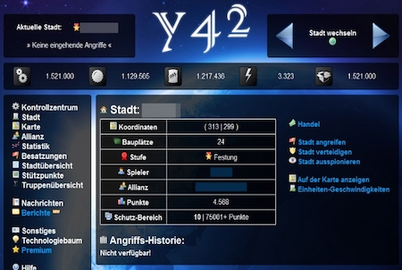 Stadtausbau im Browsergame Y42