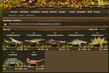 Ein Saurier aus dem Browsergame DinoPlanet