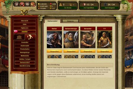 verschiedene Gladiatoren aus dem Browsergame Gladiatus: Hero of Rome