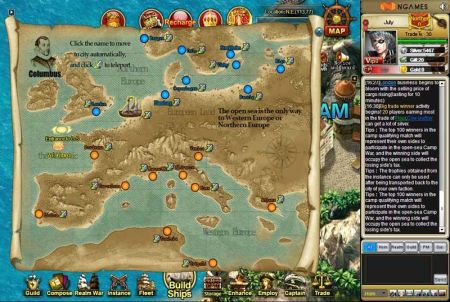 Europakarte im Browsergame Grand Voyage