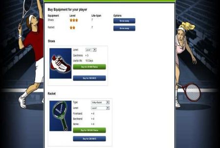 Equipment bei Online Tennis Manager