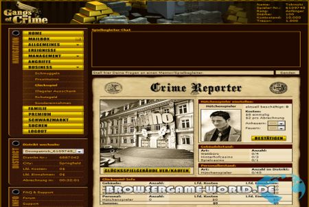 Optionen bei Gangs of Crime