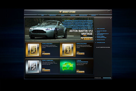 Need for Speed World Boost Store